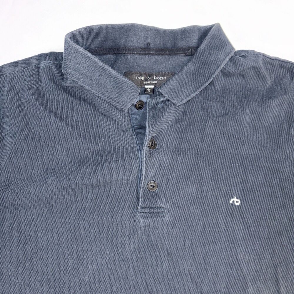 Rag & Bone Men's Standard Issue Polo Shirt Short Sleeve Cotton Black Large
